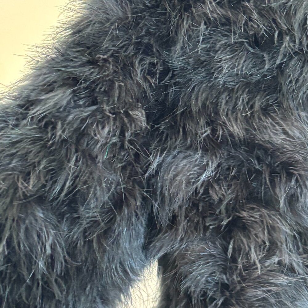 Rebecca Minkoff Black Feather Cropped Jacket Size L Statement Coat Downtown Girl - Picture 6 of 9
